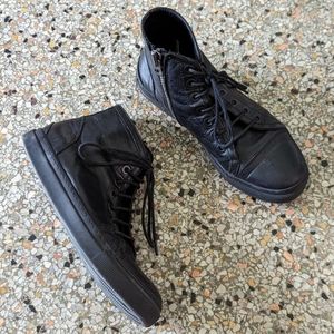 Anine Bing black leather high top sneakers